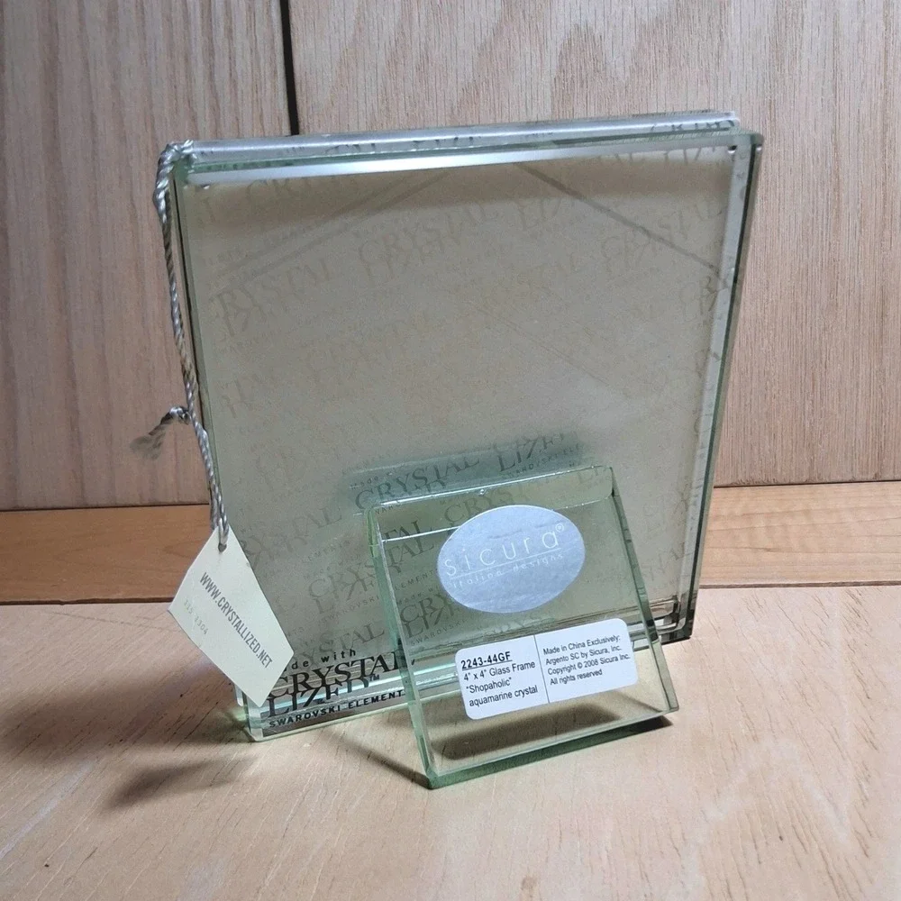 Crystal Lized Argento SC Sicura Glass Frame 4x4 New Shopaholic Swarovski